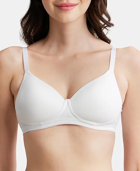 Jockey MJ20 Women’s Wirefree Padded Cotton Bra – Full Coverage Slip-On Beginners Fit